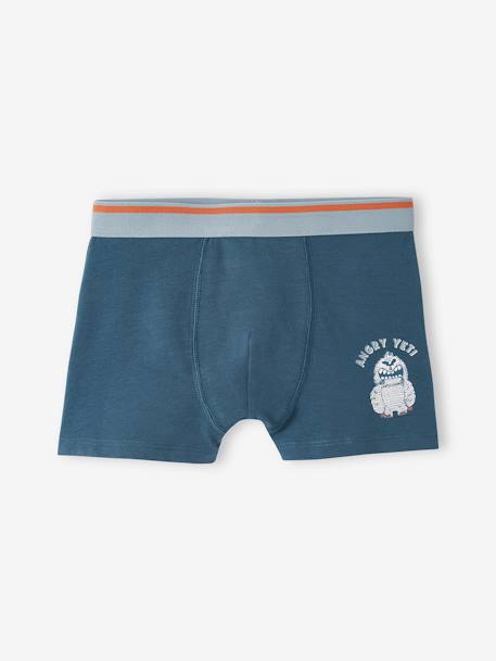 Lote de 5 boxers stretch Iéti, para menino azul-acinzentado 