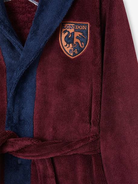 Robe em malha polar, com brasão, para menino bordeaux 