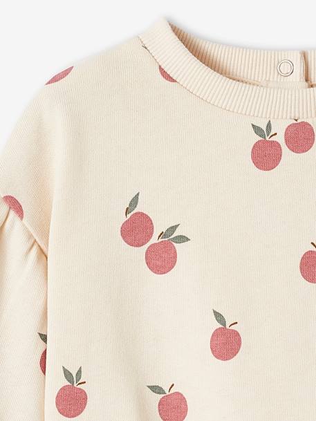 Sweat estampada, em moletão, para bebé cru+rosa-blush 