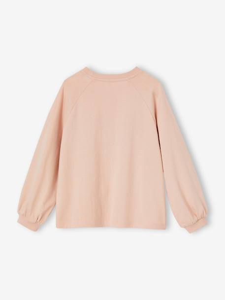 Camisola evasé, mensagem brilhante efeito metalizado, para menina chocolate+rosado 