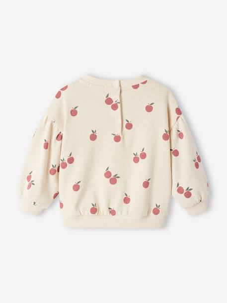 Sweat estampada, em moletão, para bebé cru+rosa-blush 