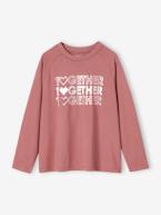 Camisola de desporto com motivo brilhante Together, mangas compridas raglan, para menina rosa-velho 