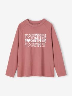 Menina 2-14 anos-T-shirts-Camisola de desporto com motivo brilhante Together, mangas compridas raglan, para menina