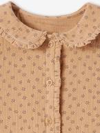 Blusa em gaze de algodão, com folhos e motivos estampados, para menina BRANCO MEDIO ESTAMPADO+cappuccino 