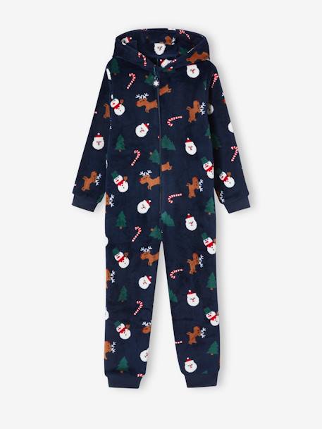 Pijama-macacão de natal, para menino marinho 