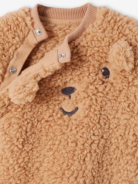 Sweat urso, em sherpa, para bebé cappuccino 