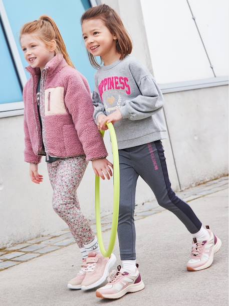 Sweat de desporto 'Hapiness', em malha tipo borboto e detalhes irisados, para menina cinza mesclado 