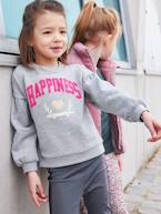 Sweat de desporto 'Hapiness', em malha tipo borboto e detalhes irisados, para menina cinza mesclado 