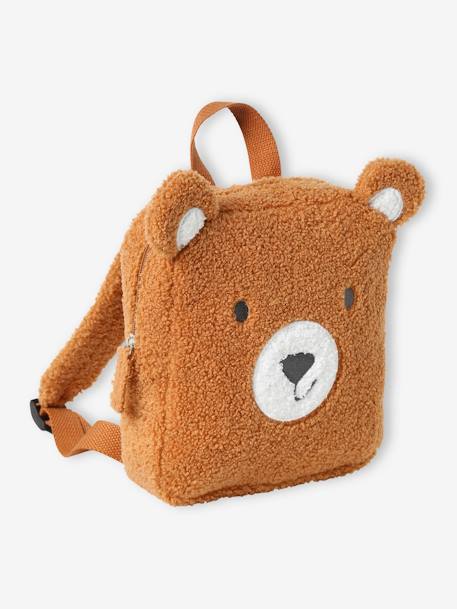 Mochila urso em sherpa, para menino marrom 