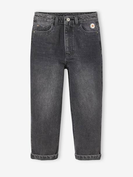 Jeans loose boyfriend, para menina double stone+ganga cinzenta+stone 