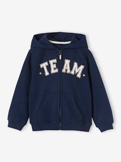 Menina 2-14 anos-Camisolas, casacos de malha, sweats-Sweatshirts -Casaco desportivo com fecho e capuz "Team", para menina