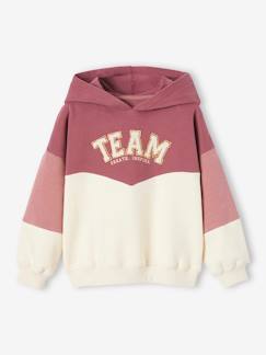 Menina 2-14 anos-Camisolas, casacos de malha, sweats-Sweatshirts -Sweat de desporto efeito colorblock, com capuz, para menina