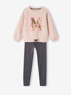 Menina 2-14 anos-Camisolas, casacos de malha, sweats-Sweatshirts -Conjunto de desporto, sweat em moletão + leggings em matéria técnica, para menina