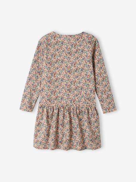 Vestido estampado, para menina cru+rosado+rosa-velho+verde-acinzentado 