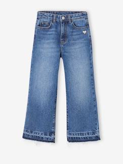 -Jeans largos, bases desfiadas, para menina