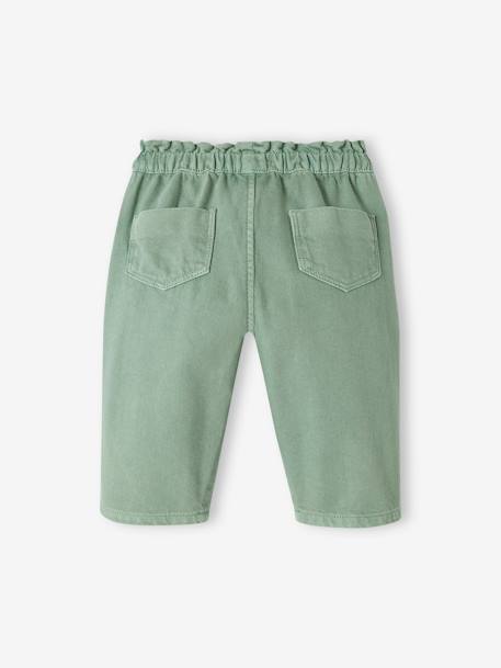 Calças em twill, cós elástico, para bebé verde 