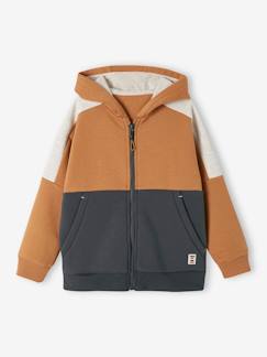 Menino 2-14 anos-Camisolas, casacos de malha, sweats-Casaco de desporto, com fecho e capuz, efeito colorblock, para menino