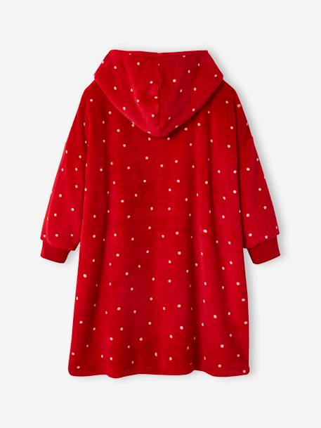 Robe tipo manta Natal, em veludo e polar, para menina vermelho 