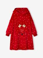 Robe tipo manta Natal, em veludo e polar, para menina vermelho 