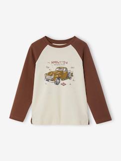 Menino 2-14 anos-T-shirts, polos-T-shirts-Camisola aos favos, carro, mangas compridas raglan, para menino