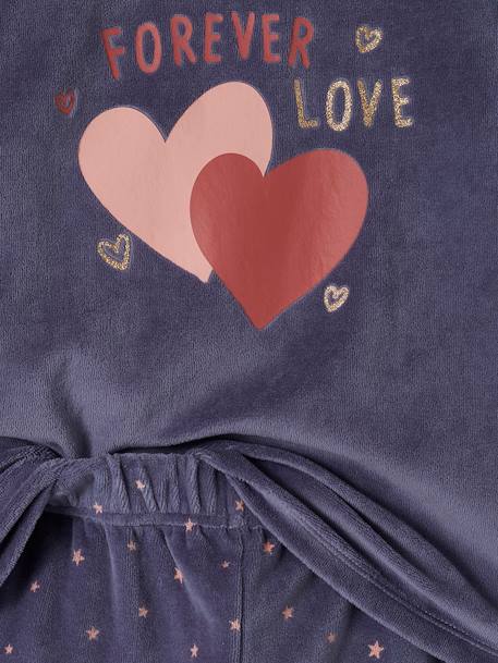 Lote de 2 pijamas 'love', em veludo, para menina rosa-velho 