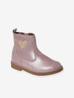 Botas em pele, para menina, coleção autonomia bronze+rosa 