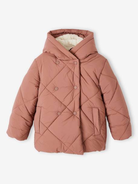 Blusão com capuz, forro em sherpa, para menina rosa-blush 