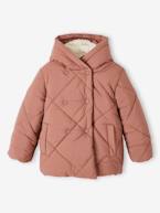 Blusão com capuz, forro em sherpa, para menina marinho+rosa-blush 