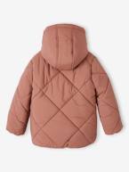 Blusão com capuz, forro em sherpa, para menina marinho+rosa-blush 