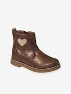 Botas em pele, para menina, coleção autonomia bronze+rosa 