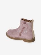 Botas em pele, para menina, coleção autonomia bronze+rosa 