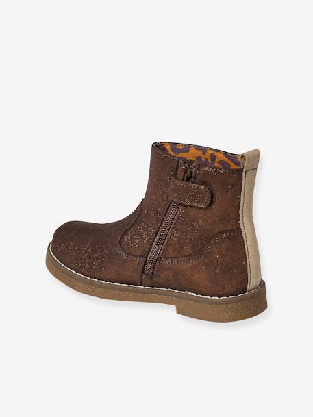 Botas em pele, para menina, coleção autonomia bronze+rosa 