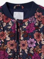 Blusão acolchoado estilo bomber, estampado às flores, para menina azul-noite 