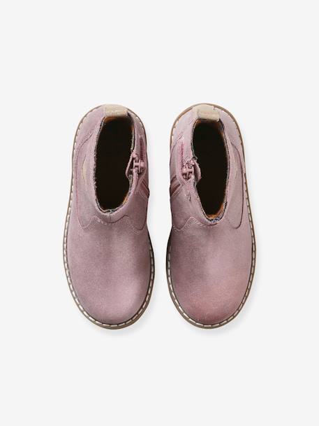 Botas em pele, para menina, coleção autonomia bronze+rosa 