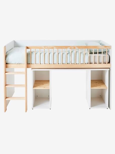 Combinado cama mezanino + secretária deslizante, Gecko branco 