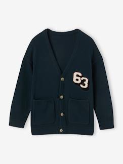 Menino 2-14 anos-Camisolas, casacos de malha, sweats-Casaco com decote em V, números em malha tipo borboto, para menino