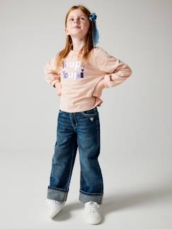 Menina 2-14 anos-Jeans largos com dobra, para menina