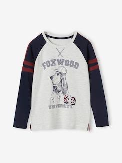 Menino 2-14 anos-T-shirts, polos-T-shirts-Camisola com cão, mangas compridas raglan, para menino