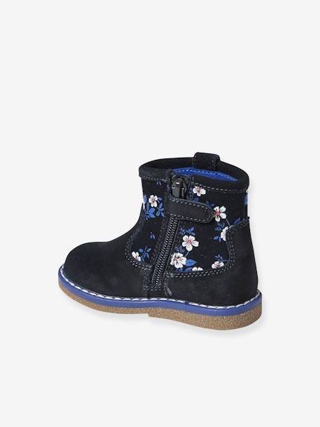 Botas estampadas, em pele, com fecho, para bebé azul estampado 