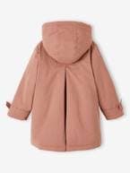 Parka com capuz efeito pele de pêssego, para menina marinho+pau-rosa 