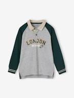 Polo-rugby London, mangas compridas raglan, para menino verde-abeto 