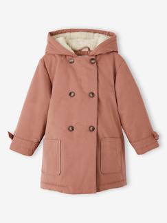 -Parka com capuz efeito pele de pêssego, para menina