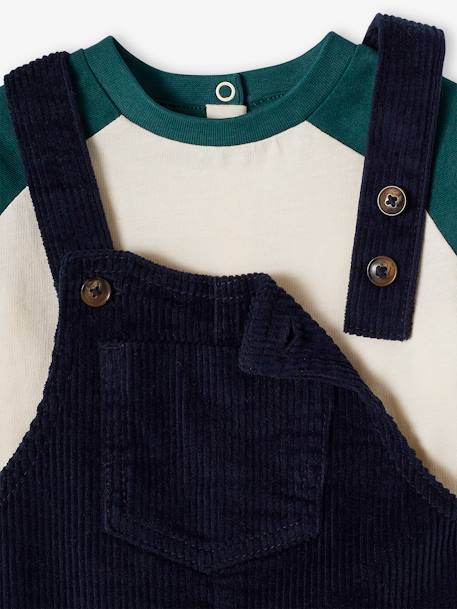 Conjunto de 4 peças, camisola + jardineiras + boné + meias, para bebé azul-noite 