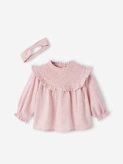 Bebé 0-36 meses-Blusas, camisas-Blusa aos favos e fita a condizer