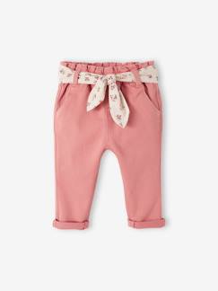 Bebé 0-36 meses-Calças, jeans-Calças com cinto em tecido, para bebé