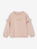 Sweat com folhos, personalizável, para menina ferrugem+pêssego+rosa-velho 