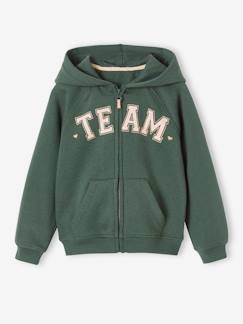 Menina 2-14 anos-Camisolas, casacos de malha, sweats-Sweatshirts -Casaco desportivo com fecho e capuz "Team", para menina