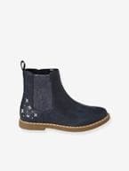 Botas com elástico e fecho, para menina, coleção autonomia azul+castanho 