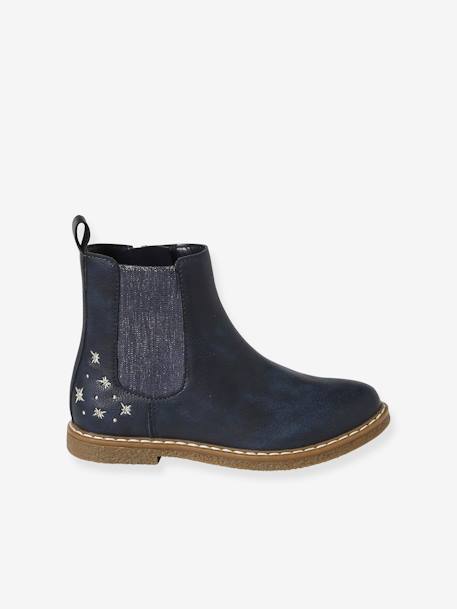 Botas com elástico e fecho, para menina, coleção autonomia azul+castanho 