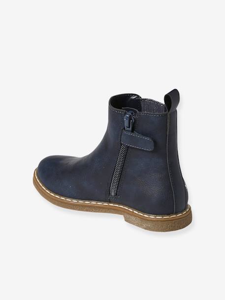 Botas com elástico e fecho, para menina, coleção autonomia azul+castanho 